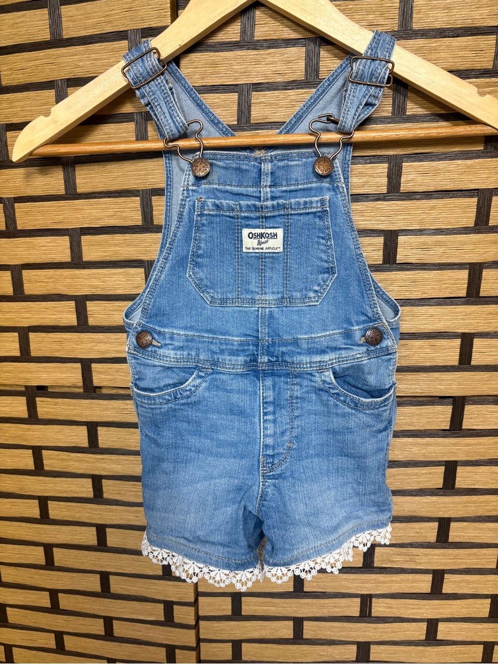 Osh Kosh Denim Shortalls With Lace Hem Size‎ 2T